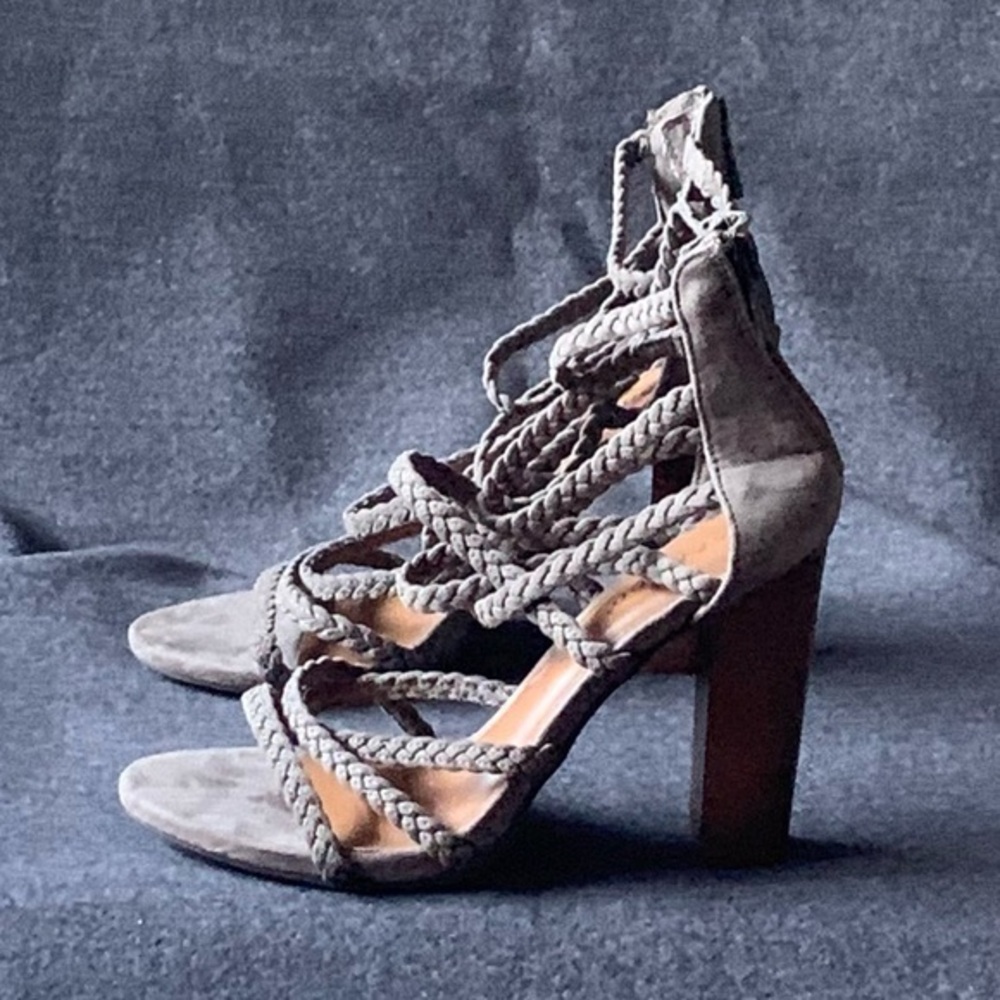BAMBOO Gray Strappy Heels